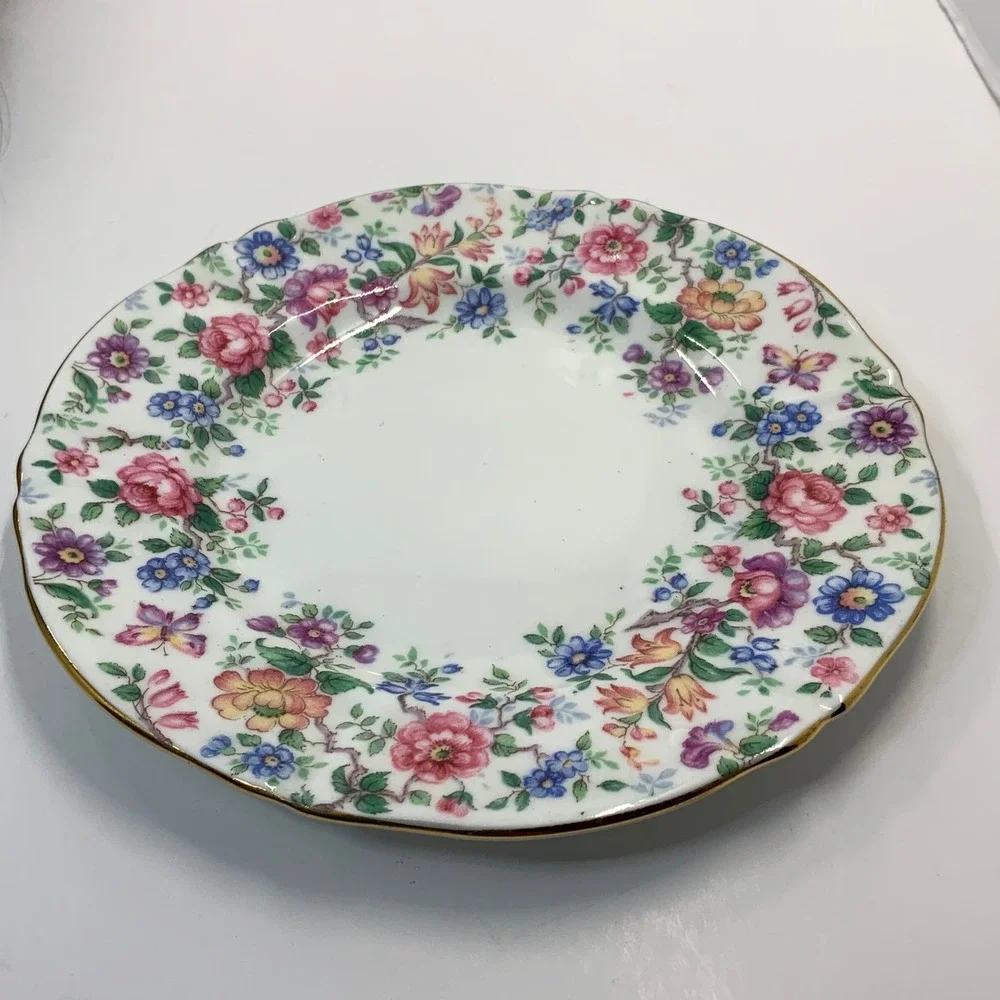 Vintage Crown Staffordshire Springtime Fine Bone China Floral Plate 6.25in